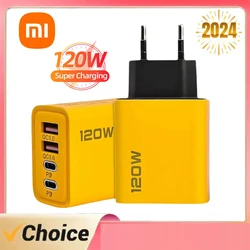 Xiaomi 120W USB Wall Charger GaN USB Fast Charger Quick Charge 5.0 EU/US Plug Phone Charge Adapter For IPhone 15 Samsung S22