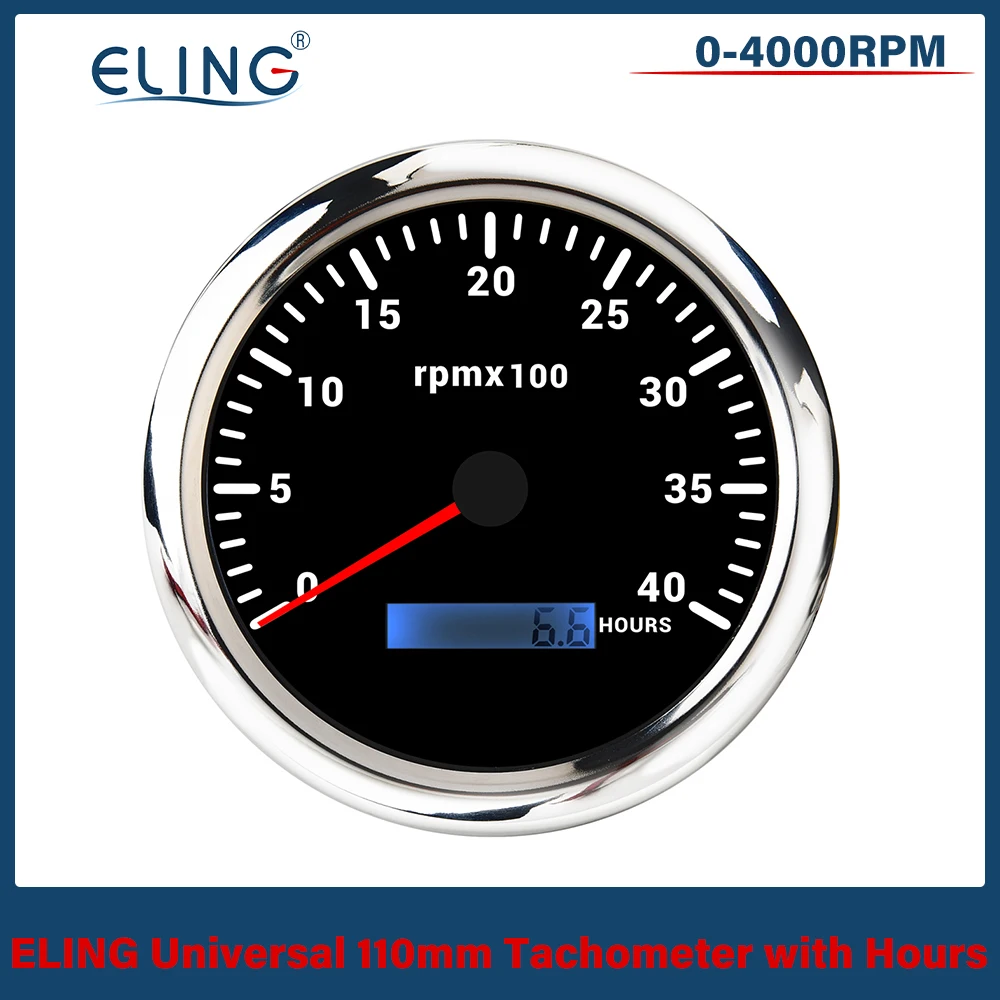 

ELING водонепроницаемый универсальный тахометр 110 мм 0-3000 об/мин 4KRPM 0-8000 об/мин ЖК-измеритель часов с 7 цветами подсветки для автомобиля, лодки, яхты