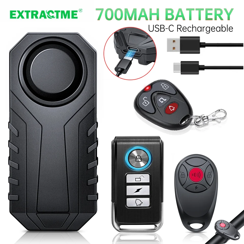 

Extractme Мотоциклетная охранная сигнализация с дистанционным управлением 113DB Беспроводная водонепроницаемая автомобильная электрическая велосипедная охранная сигнализация против потери