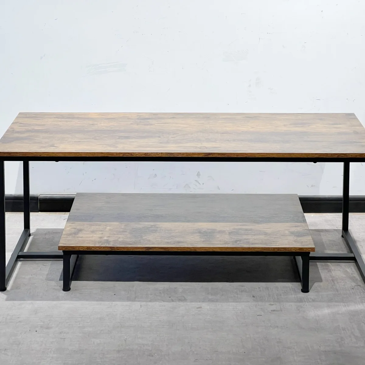 Living room coffee table iron wood structure coffee table iron wood furniture set custom