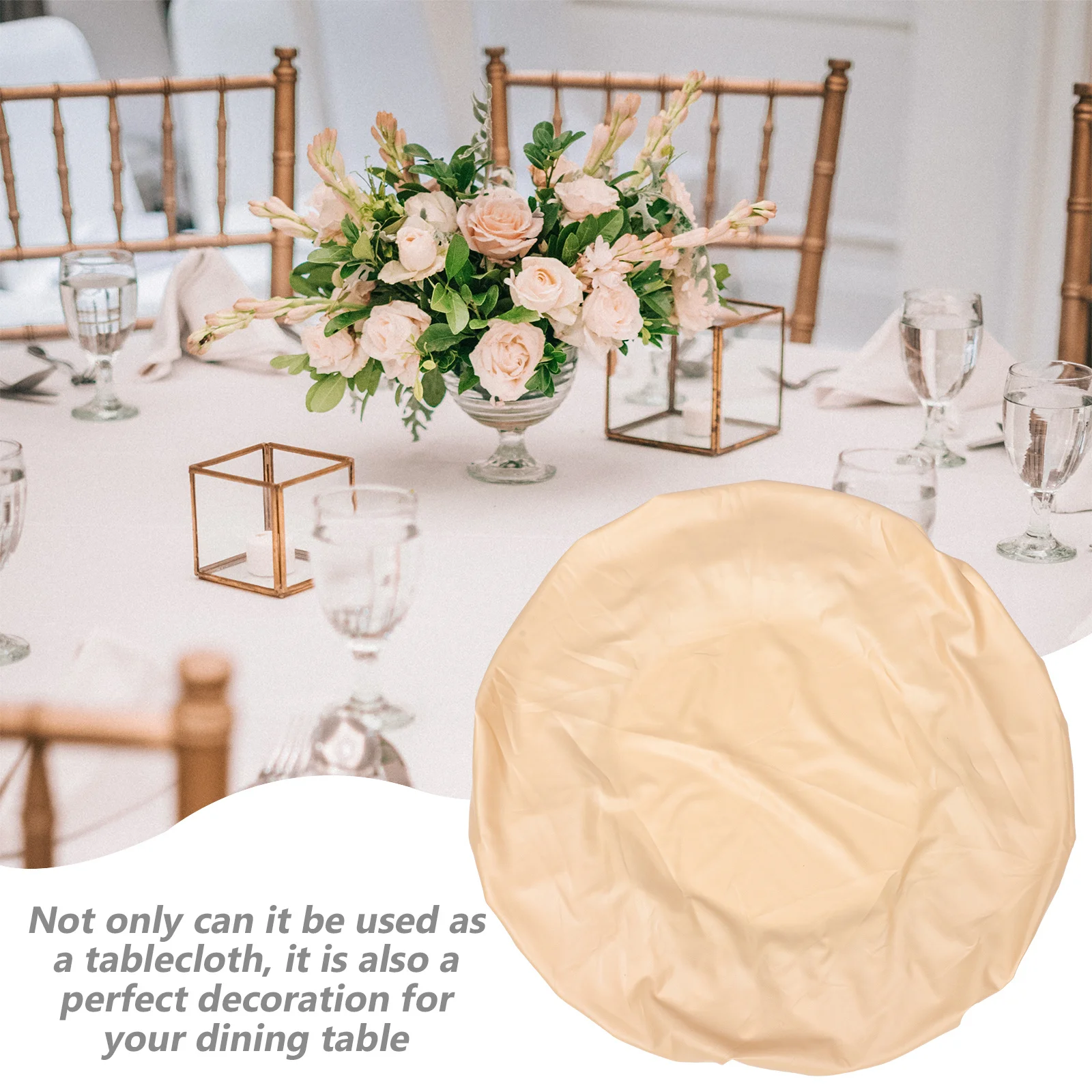 

Elastic Round Tablecloth Fresh Style Decorative Dining Table Cover Stretchy Table Decor for Home Party Wedding Event