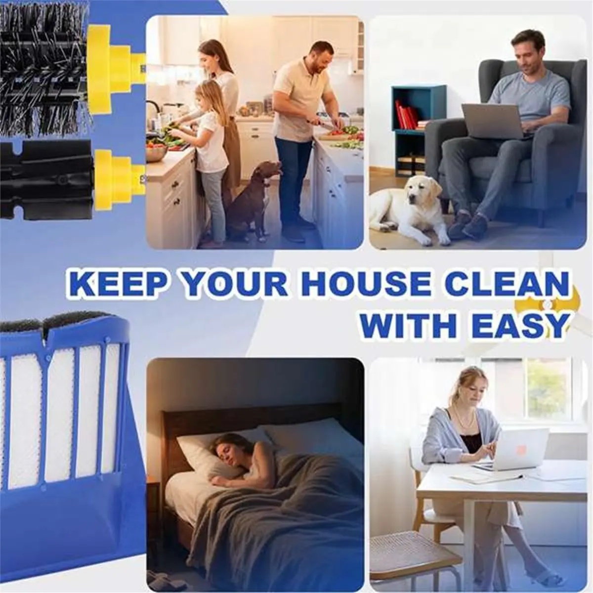 (MEOF) 16 Piezas para IRobot Roomba 675 670 665 690 692 694 671 677 650 655 614, Cepillo Principal, Cepillos Laterales y Filtro para Aspiradora
