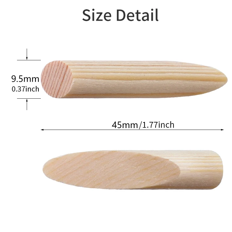 50 Pack Pocket Hole Plugs 9.5*45 mm Pine Wood Inclined Hole Plug Furniture Jointing Solid Wood Oblique Plugs