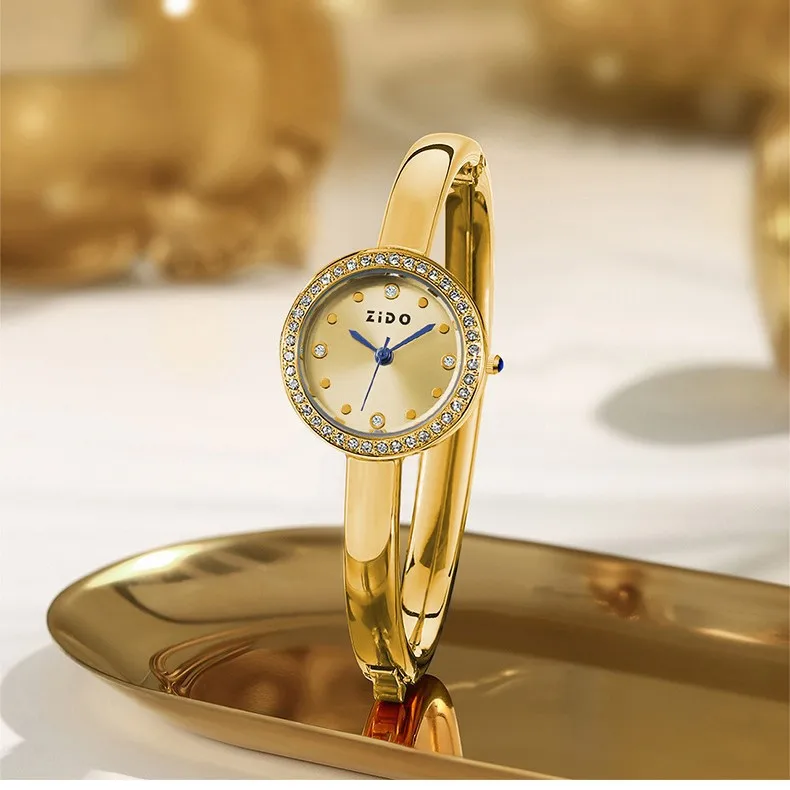 ساعة سوار، ساعة نسائية راقية، ساعة كوارتز فاخرة جديدة، ساعة يد نسائية من الفولاذ المقاوم للصدأ، هدية نسائية
