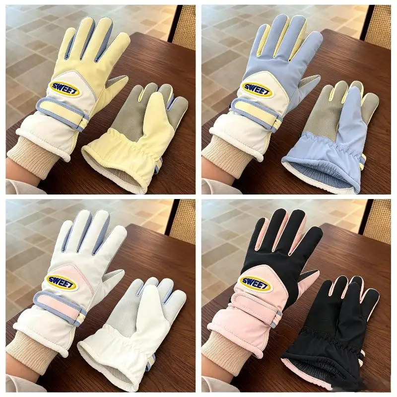 Winter Ski Gloves Touchscreen Waterproof Windproof Thick Fleece Lined 1 Pair Adjustable for Teen Adult Winter Skiing