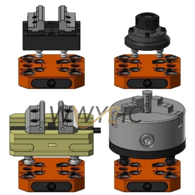 

Подходит для интегрированных быстросменных плашек-фиксаторов Zero Point, прецизионных позиционирующих приспособлений для станков с ЧПУ с тремя, четырьмя, пятью осями