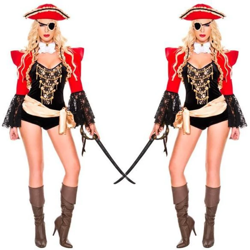 Costume Women Pirates Role Play Halloween Game Uniform DS Costume Women Pirates of The Caribbean