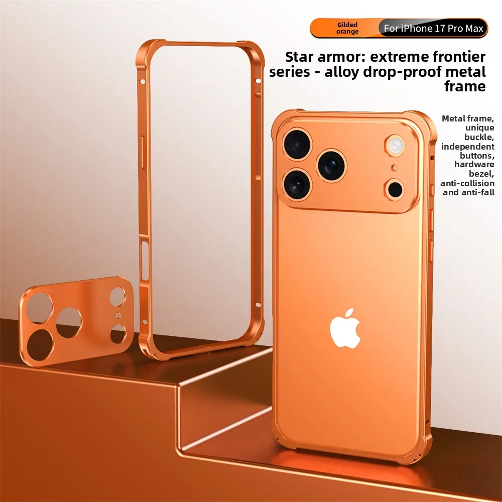 Original Colour Aluminum Alloy Metal Frame Bumper Phone Case For apple iPhone 17 Pro Max Camera Protection Shockproof Cover