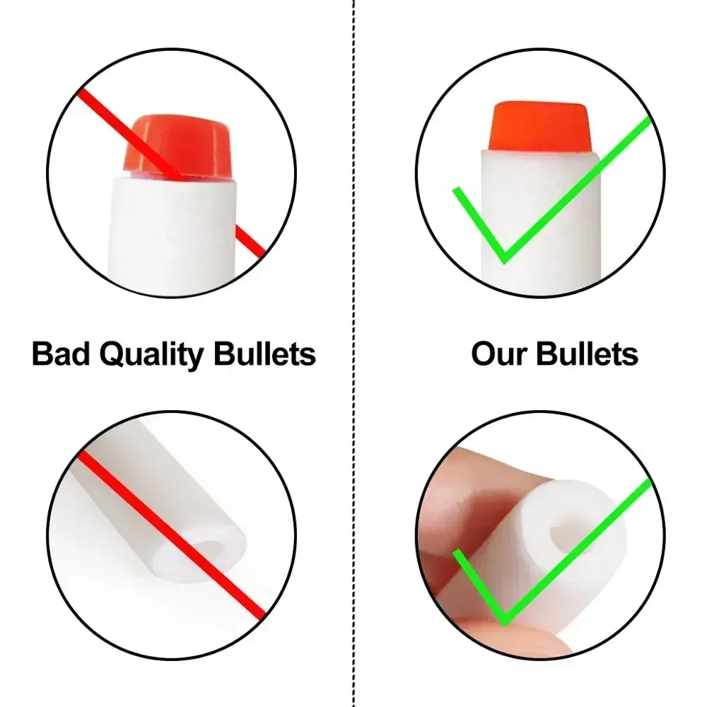 YY100pcs ل Nerf الرصاص إيفا 7.2 سنتيمتر الأبيض مضيئة رصاصة ناعمة ثقب جوفاء رئيس ل Nerf مسدس لعبة اكسسوارات ل Nerf الناسفين