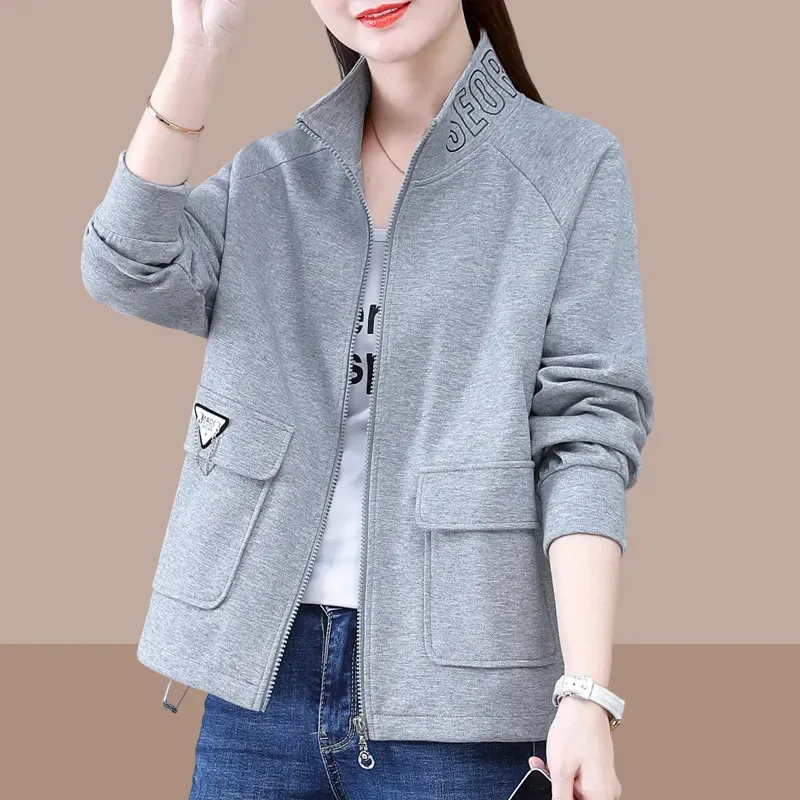 

4XL Women Cardigan Jacket 2023 Spring Casual Sweatshirt Korean Loose Short Coat Fashion Female Basic Tops Q182