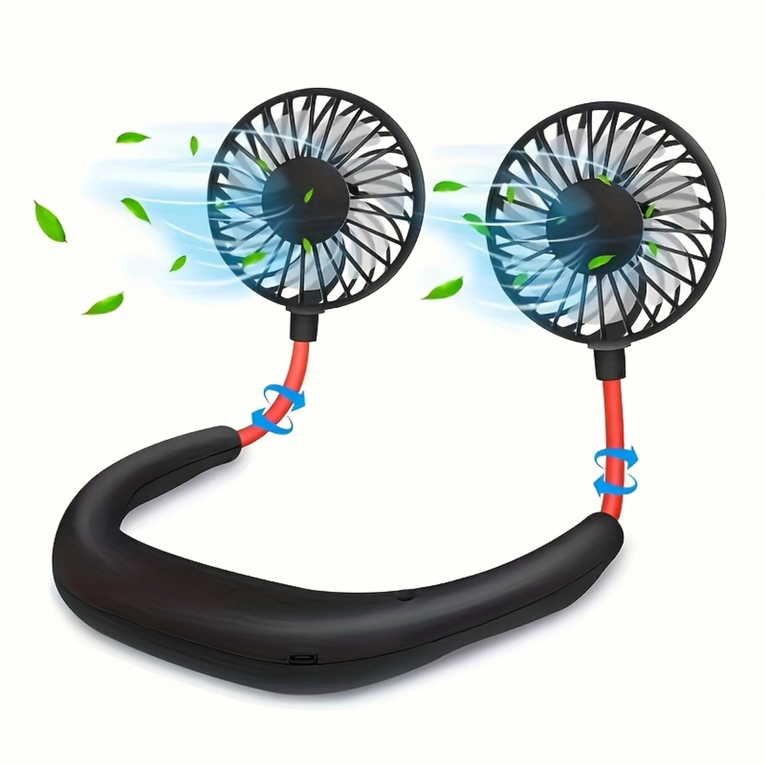 Ventilateur de cou aste USB portable, mains libres, réglable à 3 vitesses, pour les voyages, le bureau et l'extérieur, cool, été, mexique