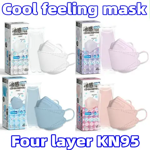 Masque facial KN95 en forme de poisson et de feuille de saule, sensation de froid, emballage indépendant, boîte d'été