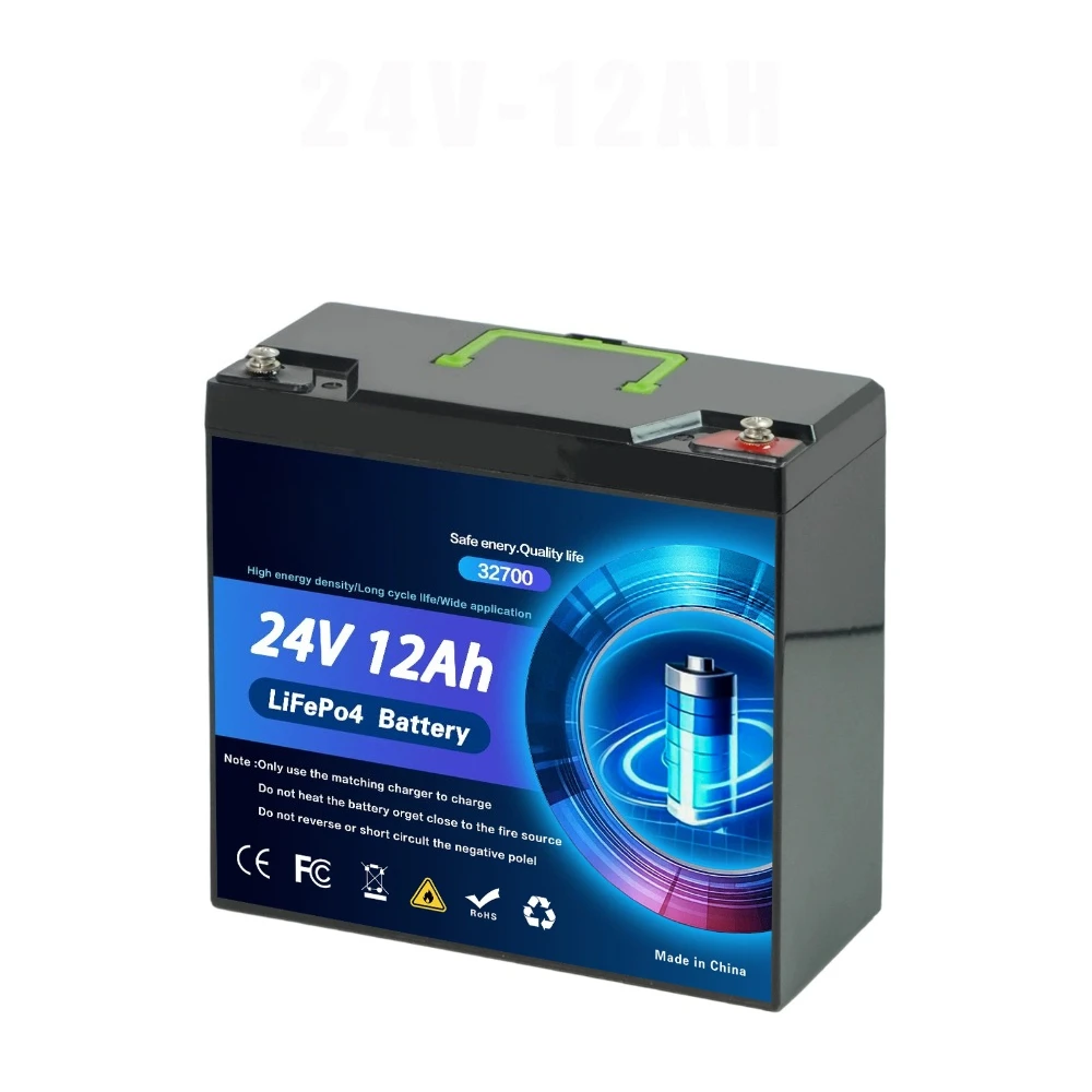 24V / 25.2V 6Ah 8S1P / 12Ah 8S2P LiFePO4 Battery 32700 Deep Cycle Rechargeable for Solar Storage RV Off-Grid Emergency Power