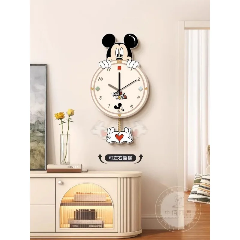 Disney Cartoon Mickey Wall Clock Children\'s Bedroom Decoration Painting Restaurant Creative Clock Silent Pendulum Clock Gift