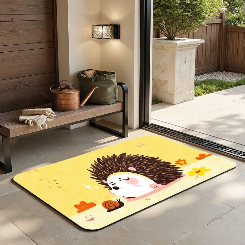 

MatMuse Cartoon Cute Hedgehog and Snail Home Soft Diatomaceous Earth Mat Floor mats Soft Non-Slip Quick-Drying Carpet