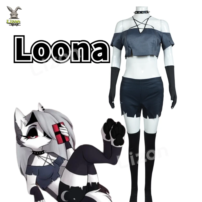 

Anime Hellvua Loona Cosplay Boss Girls Sexy Cute Costume Uniforms Demon Devil Outfit Cosplay Clothes Halloween Party Suit