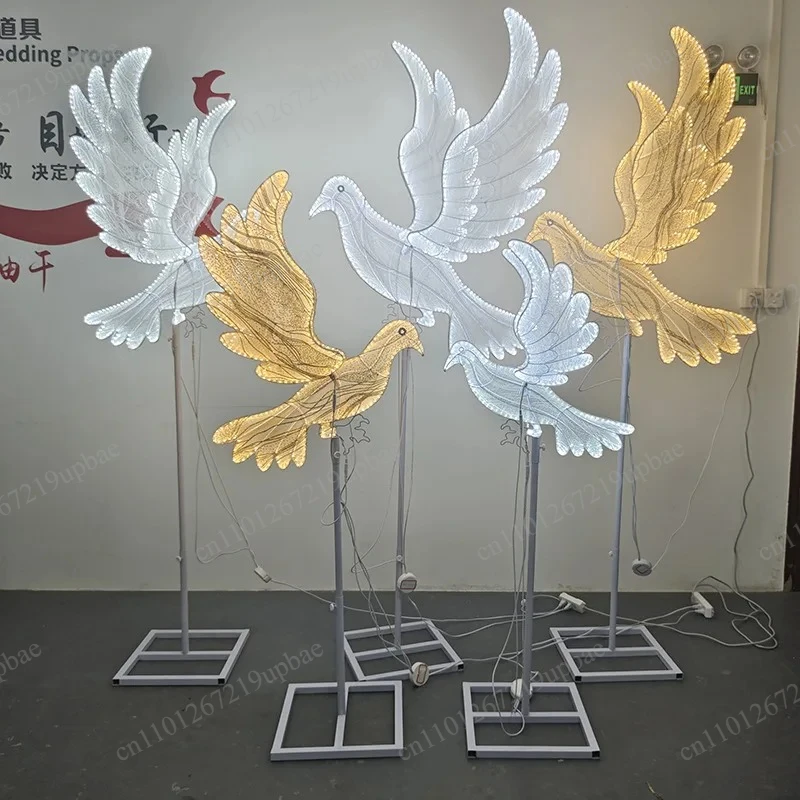 

LED Luminous Peace Dove Wedding Decor Illuminated Stage Prop for Reception Venue Decoration