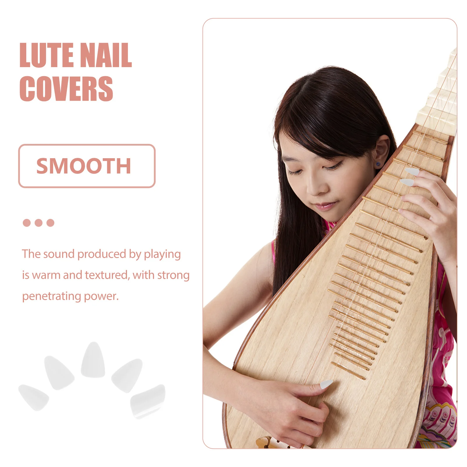

5Pcs Lute Nails Professional Grade Durable Nylon Covers for Performance Practice Instrument Playing Accessories Guzheng Strings