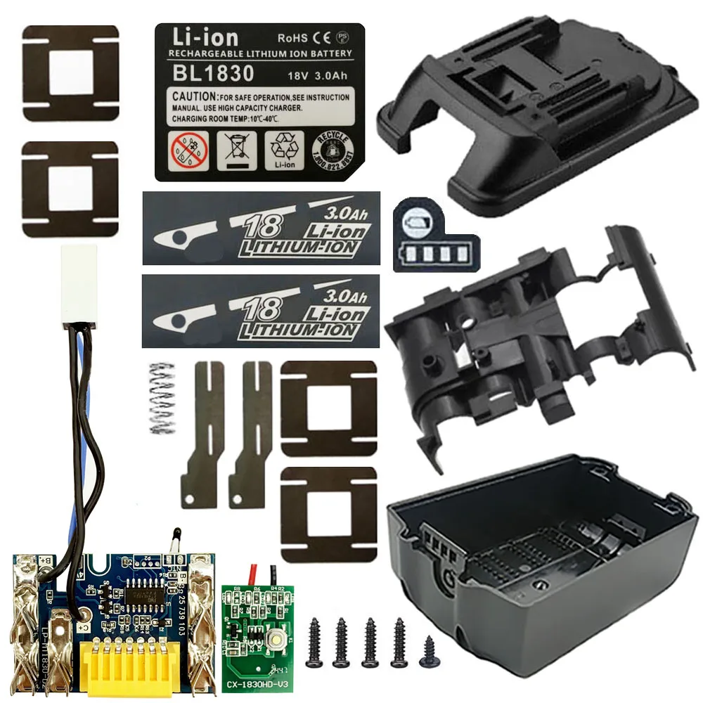 Li-ion Battery Case Box Charging Protection Circuit Board PCB For MAKITA 18V BL1830 3Ah 4Ah 5Ah 6Ah Label LED Battery Indicator