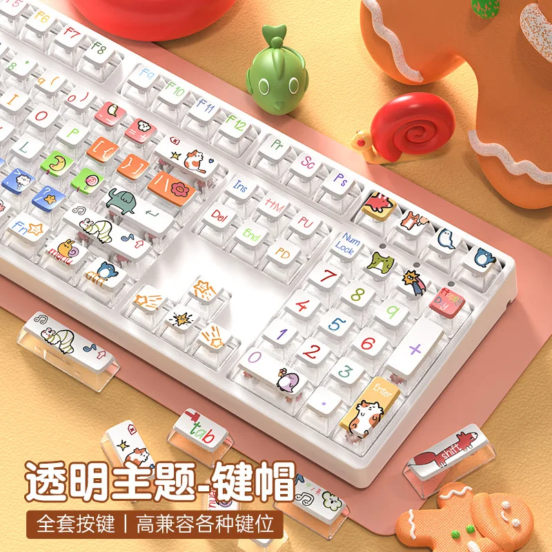 

NEW Transparent Theme Keycaps PBT Thermal Sublimation Side Transparent Light Personalized Cute Theme Mechanical Keyboard Keycaps