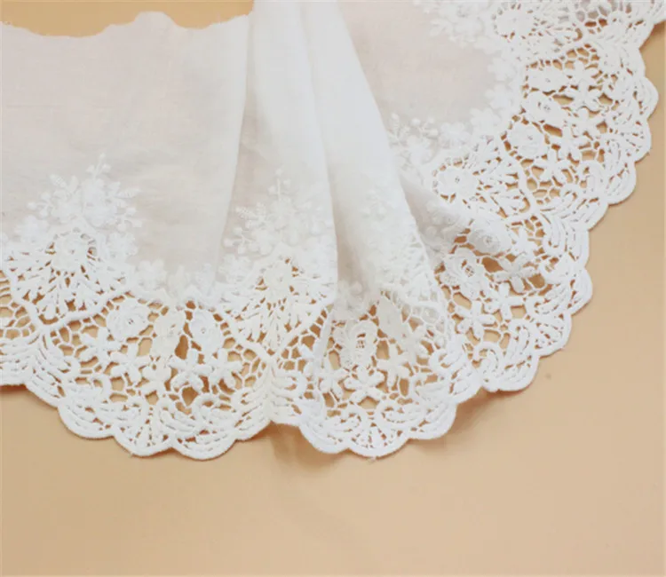 3yards/lot Width 20cm White100% Cotton Embroidered Lace Fabrics, Women\'s Clothing Diy Lace Trim, RS1797