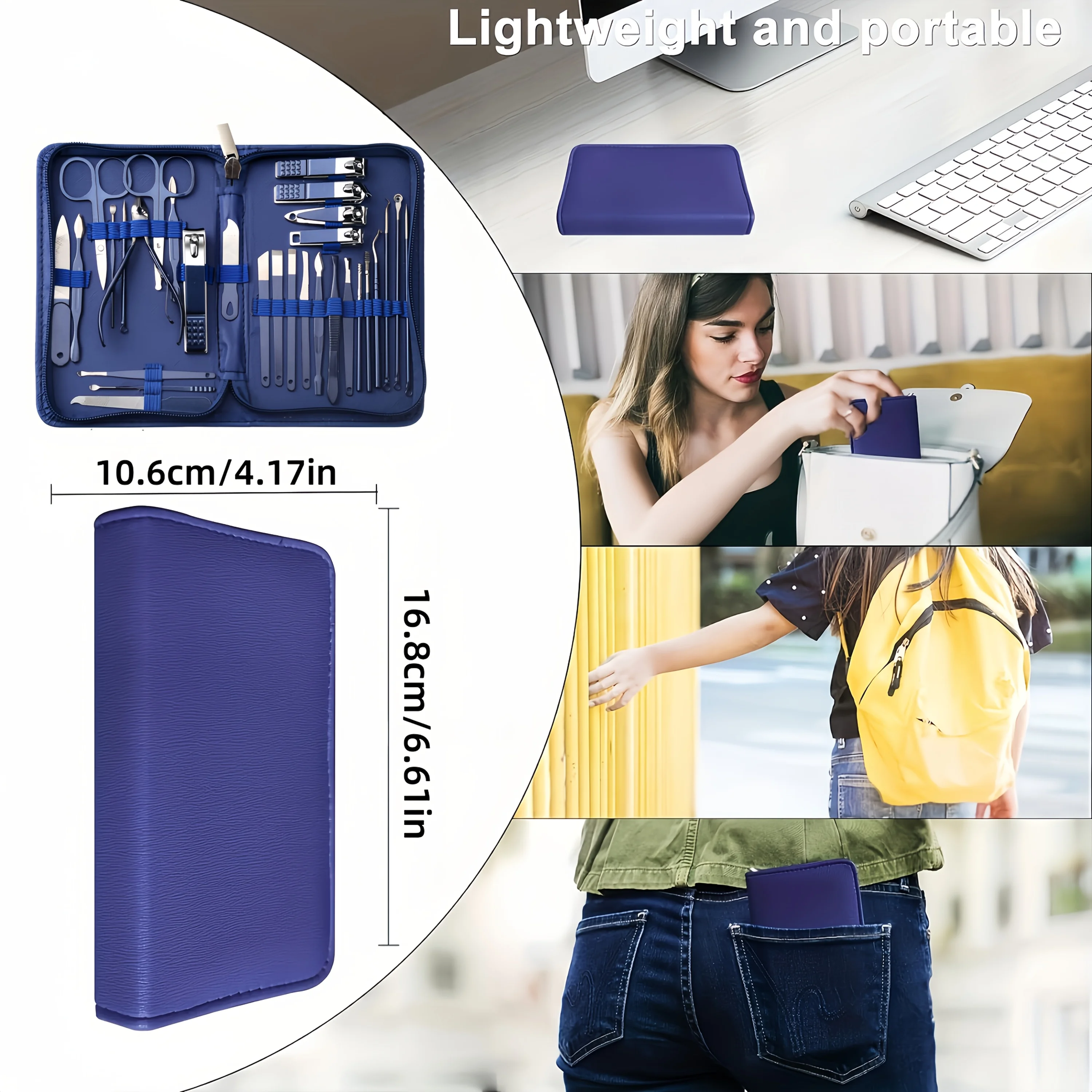 Profesjonalny luksusowy zestaw do manicure i pedicure, 30 elementów, ze stali nierdzewnej, wytrzymały zestaw narzędzi do paznokci, prezent na Boże Narodzenie.