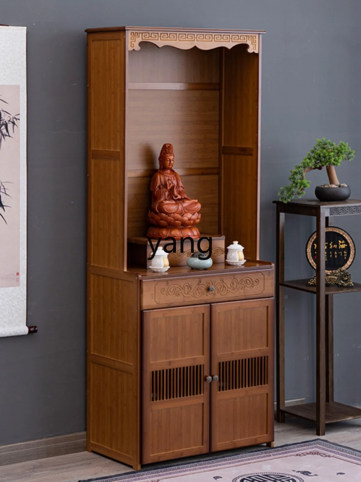 Yhl Household Economical Shrine Altar Guanyin God of Wealth Altar Heightened Simple Buddha Cabinet Worship Cabinet