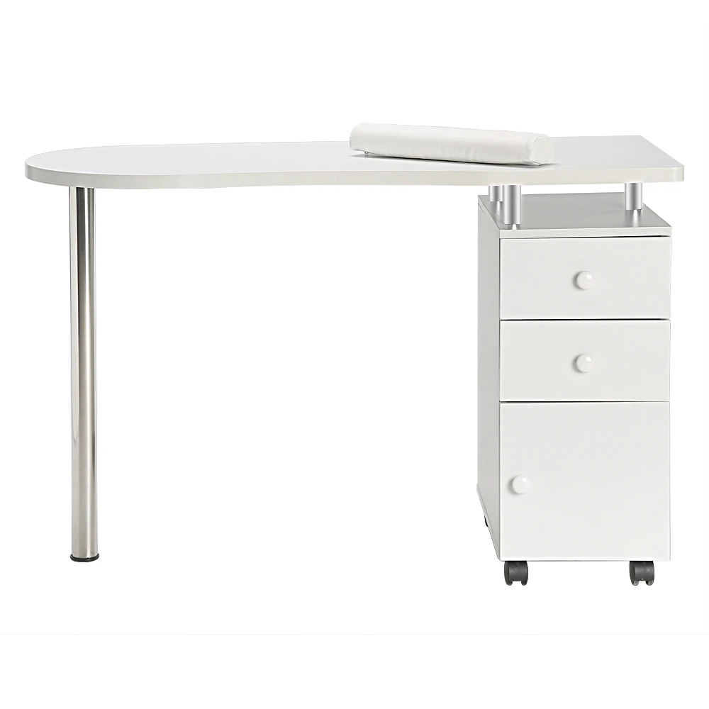 

Beauty Salon Technician Station ManicureTable Nail Table with Drawer 120x54x75CM White Easy to Assemble Move Clean[US-Stock]