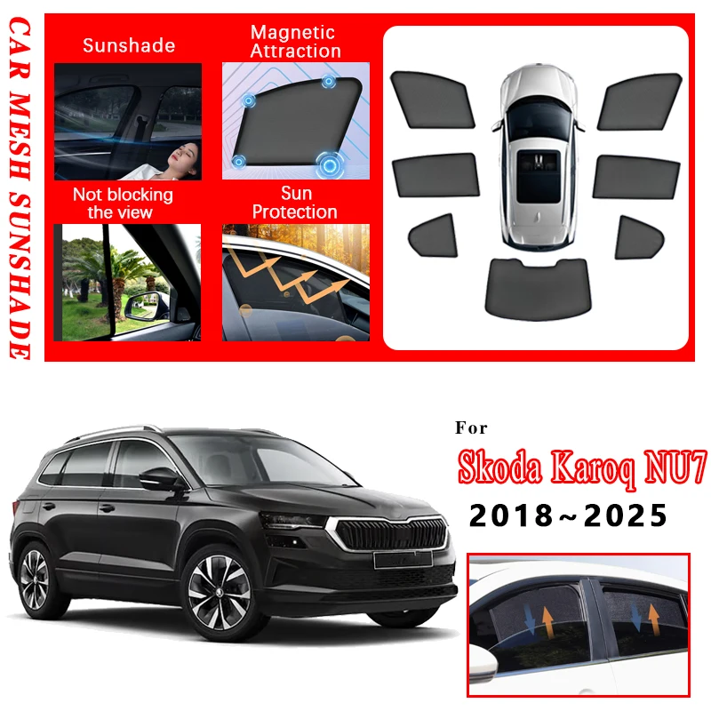 

Солнцезащитный козырек для автомобиля Skoda Karoq NU7 2018 2019 2020 2021 ~ 2025 Теплоизоляция Защита от УФ-излучения Сетка Солнцезащитный козырек Аксессуары