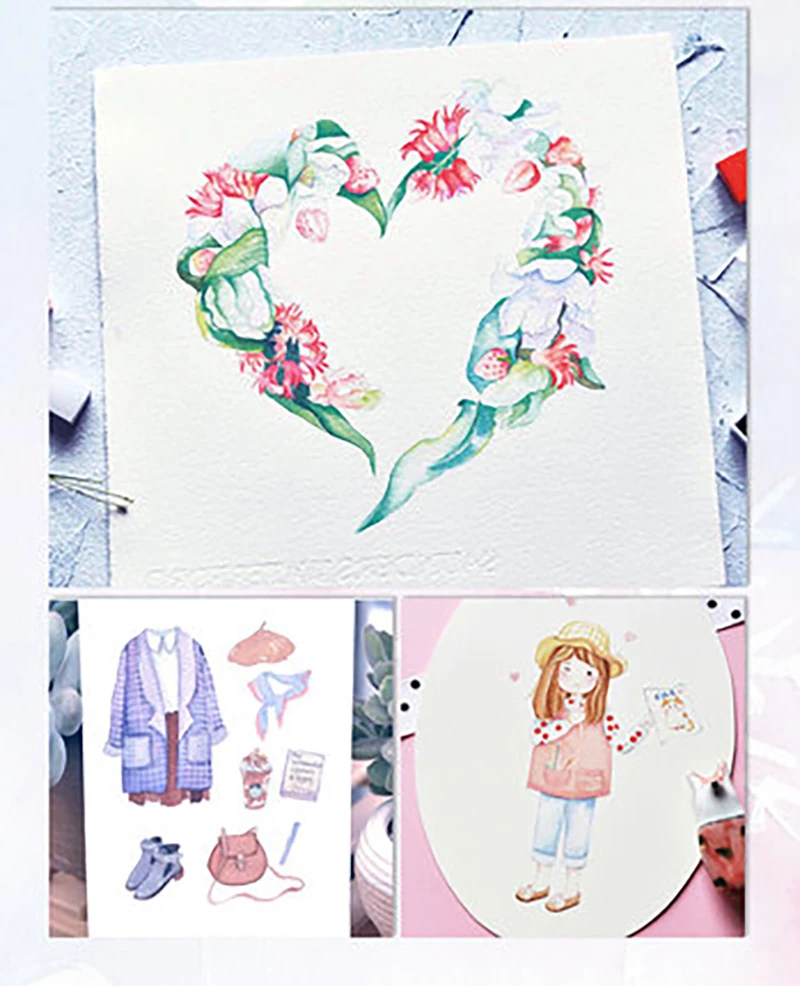 Draw Sweet and Warm Girl's Heart Every Day Watercolor Painting Drawing Art Tutorial Book Zero Basic Introduction