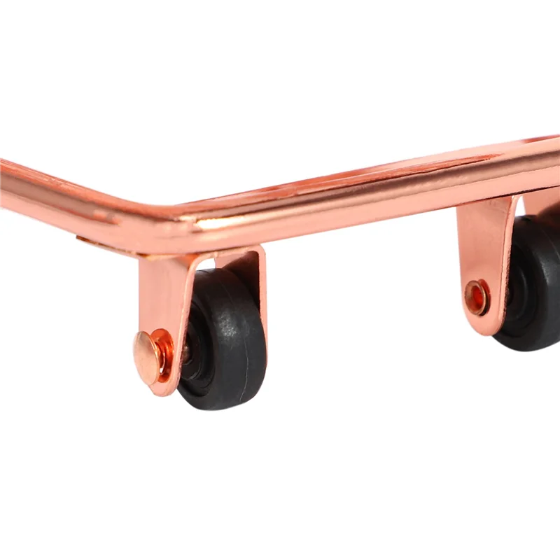 

3X Mini Double Layers Shopping Cart Model Wrought Iron Supermarket Trolley Metal Rose Gold Storage Basket Rose Gold