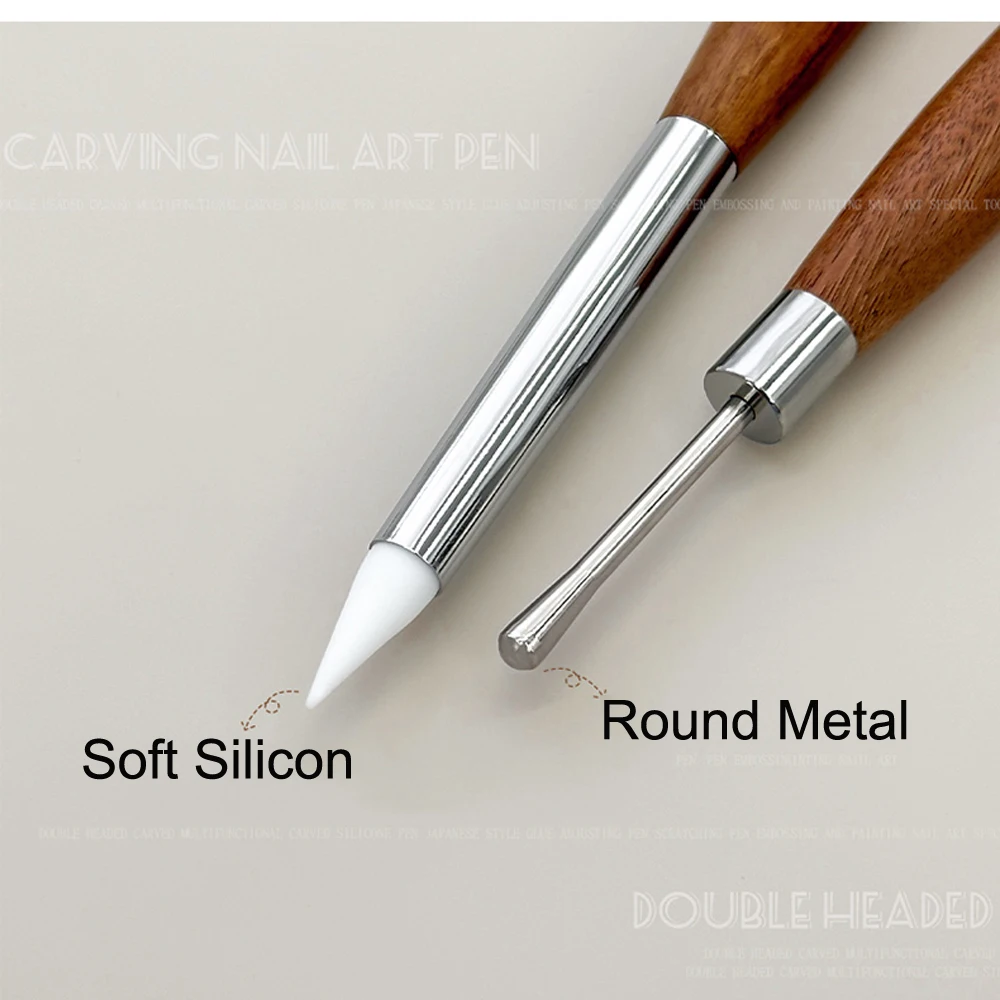 Pluma para tallar uñas de doble punta de sándalo, cepillo multifuncional para uñas de Gel de silicona y herramienta para tallar uñas, suministro de manicura, 1-2 uds.