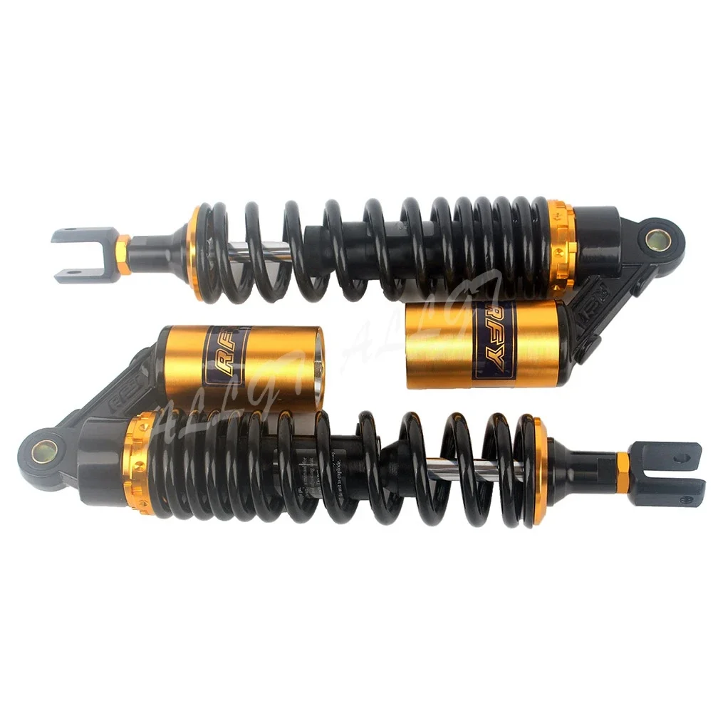 One Pair 350m Motorcycle Air Shock Absorbers Universal Fit For Yamaha Kawasaki Go Kart Quad Dirt Sport Bikes Eye To Clevis