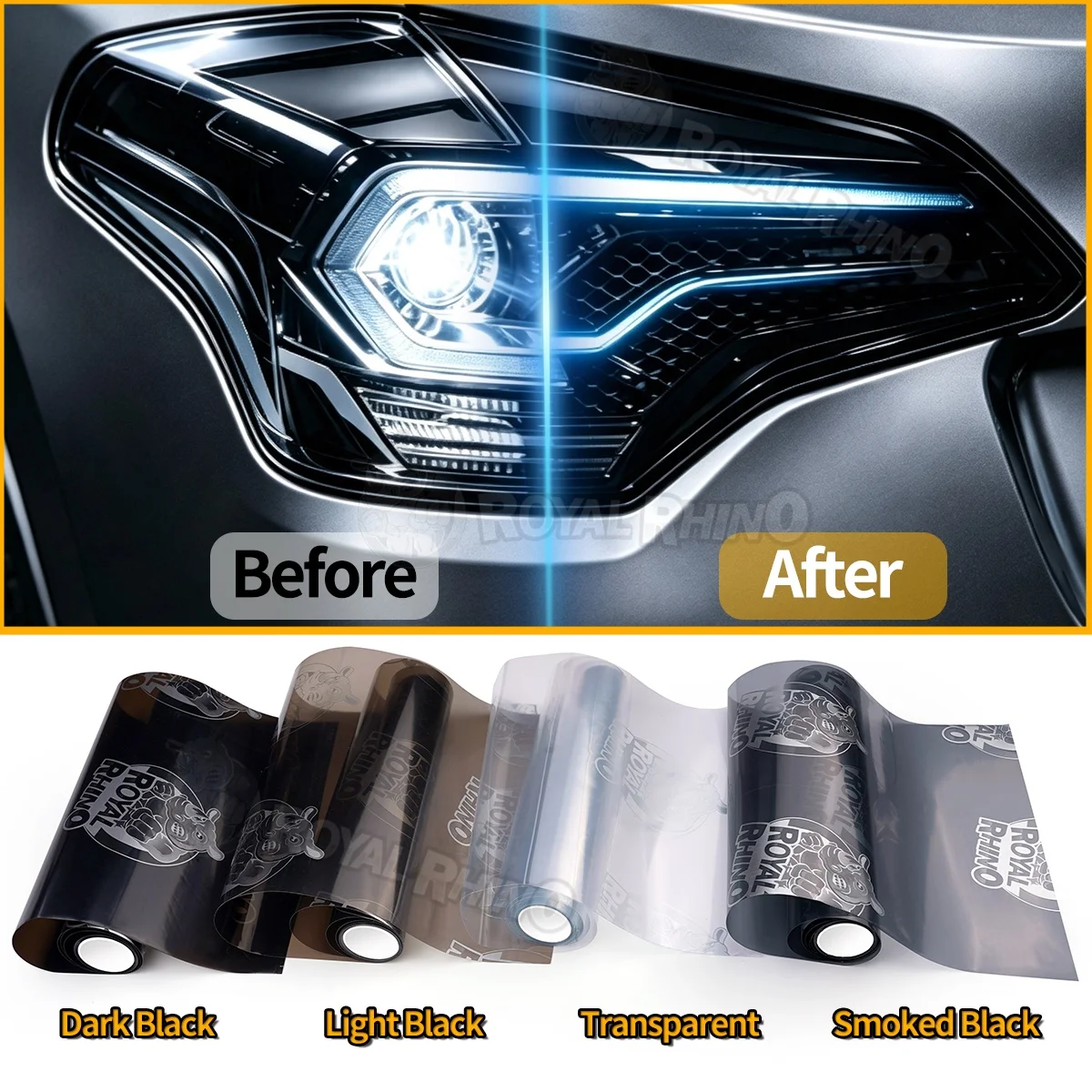 Rauchfarbene PVC-Autofolien für Scheinwerfer, Rücklichter und Nebelscheinwerfer, selbstklebend, kratzfest, trocken aufzutragen, zur Modifikation von Autolampen.