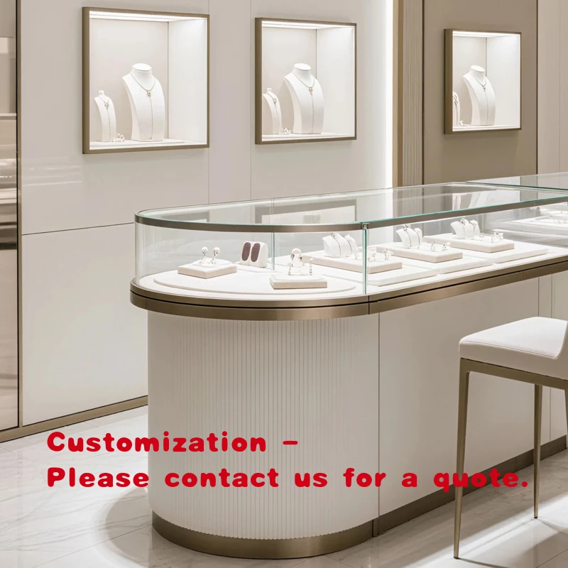 

Элитный демонстрационный стенд для часов и ювелирных изделий на заказ: прочный ламинированный белый прилавок-витрина для ювелирных украшений