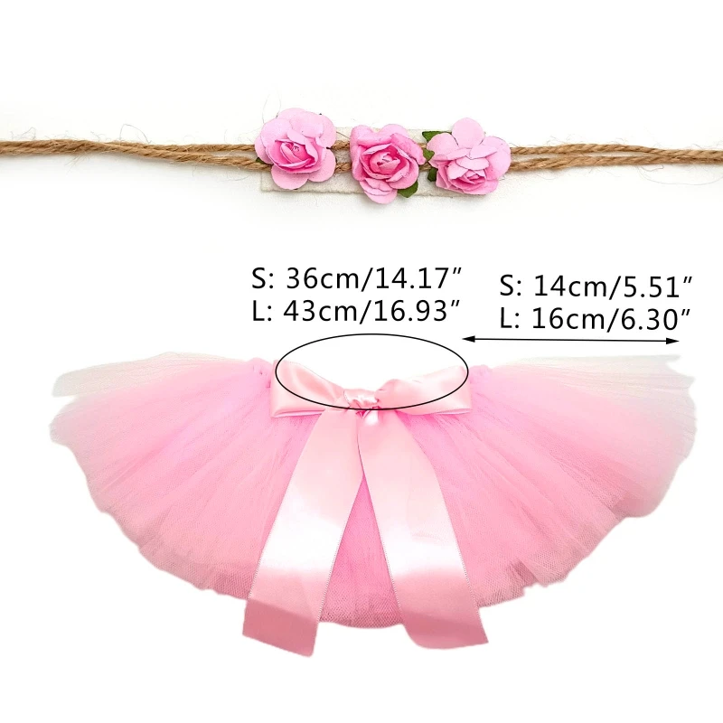 2Pcs Newborn Photography Props Outfit Baby Tulle Skirts Headband Pettiskirt D5QA