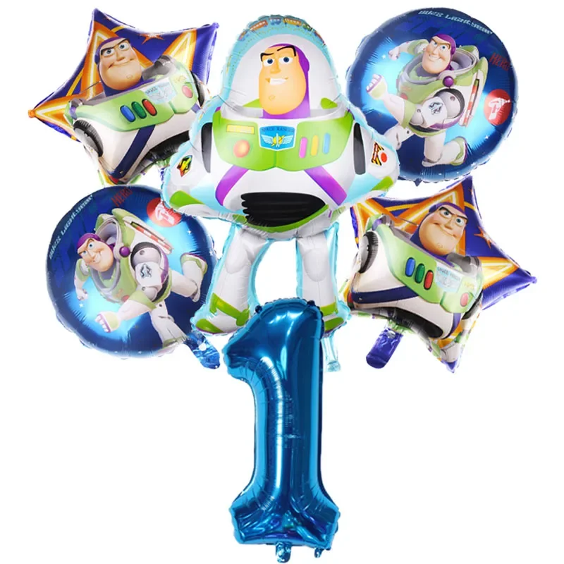 6pcs Cartoon Hero Cowboy Foil Balloon Set 0-9 Number Aluminum Film Balloons Birthday Party Decor Photo Props Globos