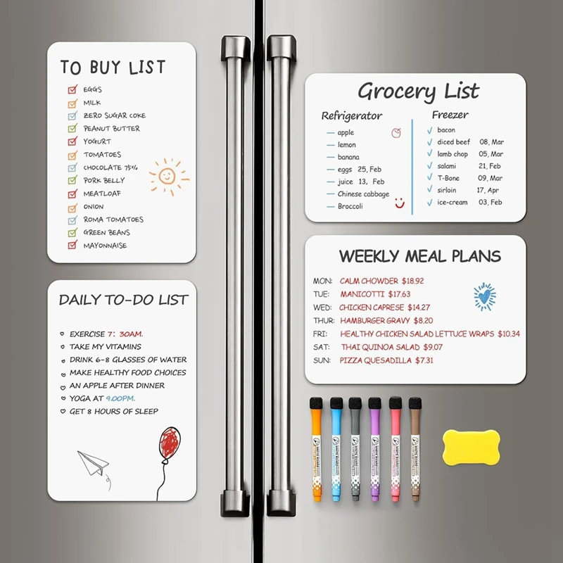 Placa seca magnética branca do Erase, tecnologia resistente a manchas, 12x8 polegadas, 4 PCes