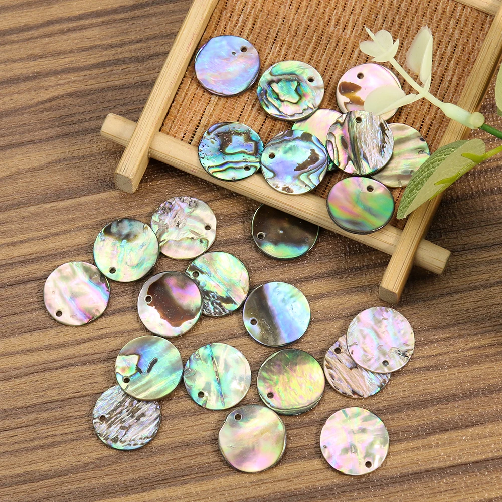 5pc 15mm Real Abalone Shell Round Charms Coin Pendant Seashell Ocean Paua Necklace Earrings Bracelet Dangle Woman Jewelry Making