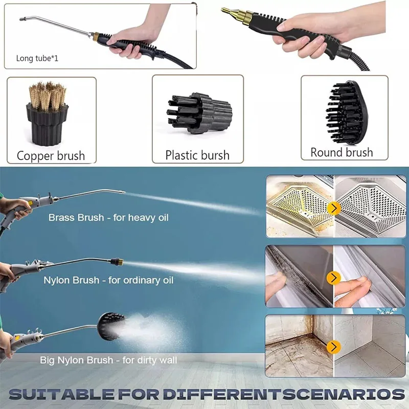 آلة التنظيف بالبخار ذات الضغط العالي المحمولة، منظف محمول، معدات تنظيف غطاء المطبخ القابلة للتعديل بدرجة حرارة عالية 240 فولت #6