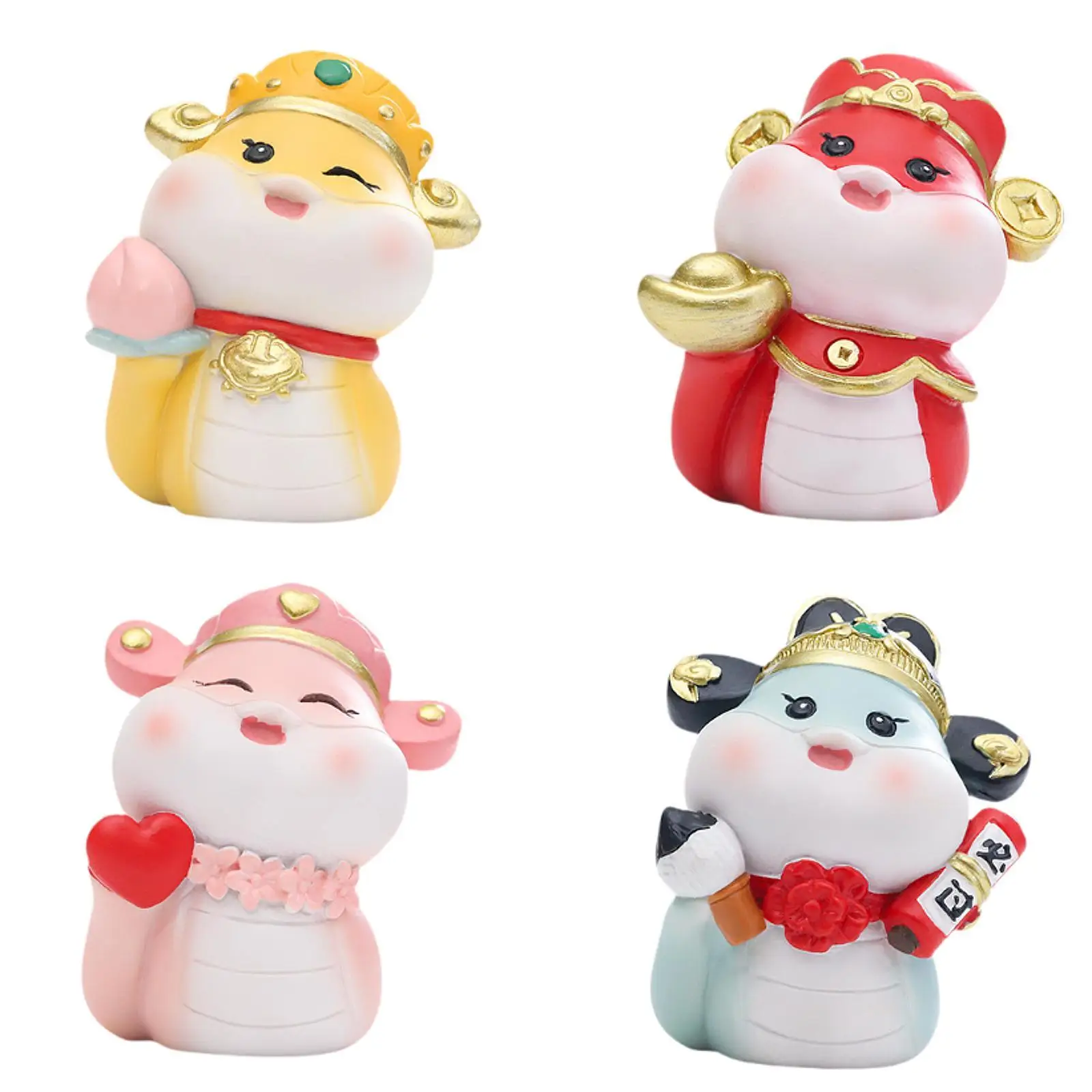 تمثال ثعبان كرتوني من الراتنج، تمثال ثعبان السنة الصينية الجديدة اللطيفة للوحة قيادة السيارة