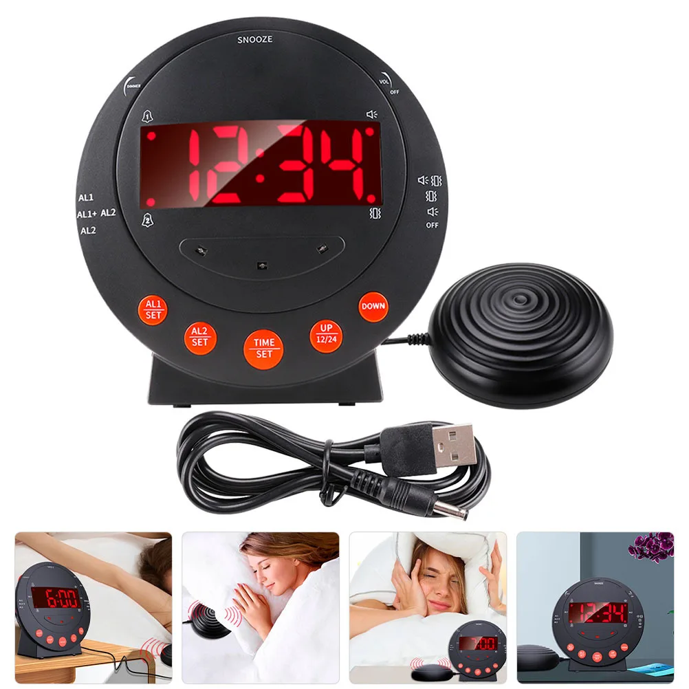 

1Set Vibrating Alarm Clock with Powerful Bed Shaker for Deaf Hard of Hearing Loud Digital Clock Large Display Adjustable Volume