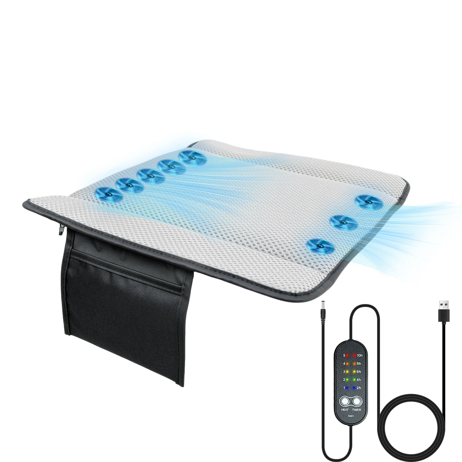 USB Summer Universal Ventilated Mesh Car Seat Cushion Fan Cooling Seat Pad for Cars Office Bleachers Stadiums & Home Chairs