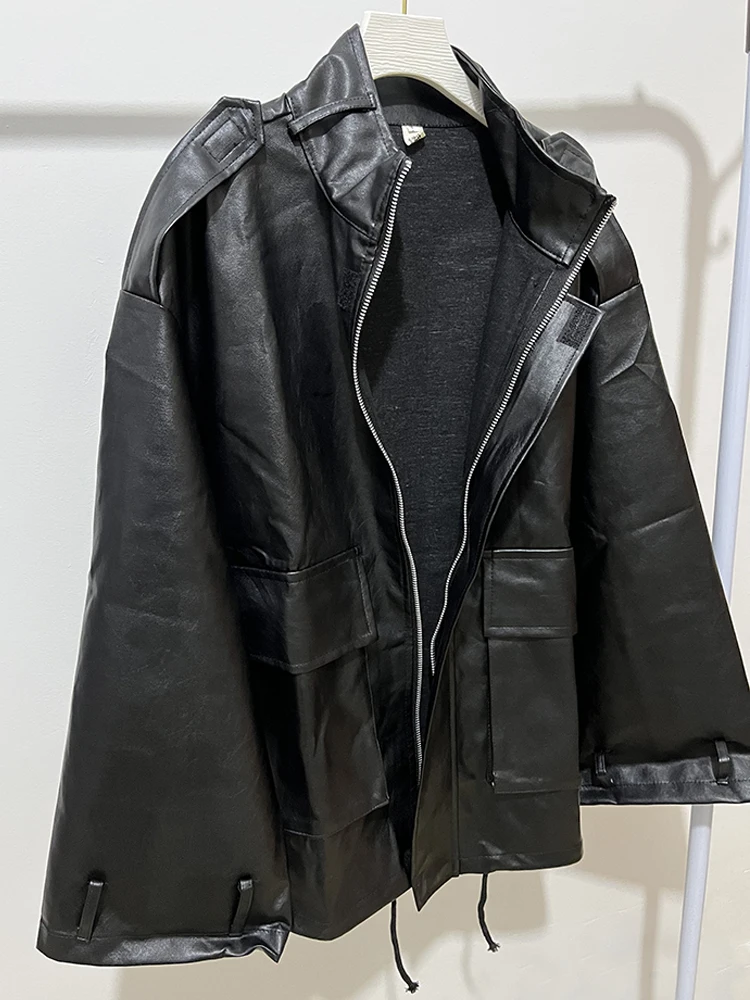 Blouson femme similicuir noir, mode coréenne, Streetwear, motard, Chic, ample, Moto, automne été 2022