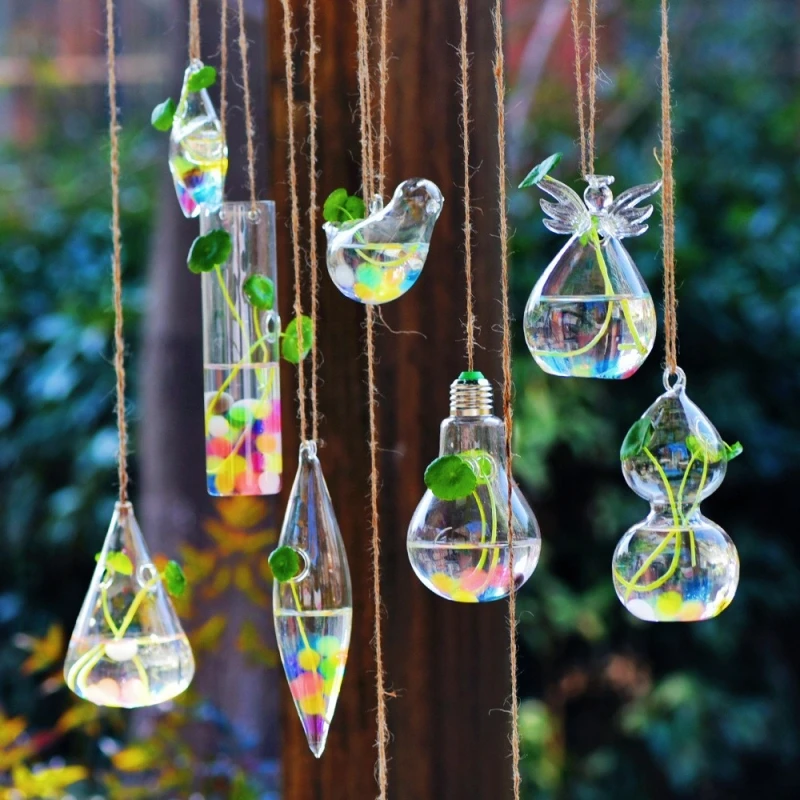 

Free Shipping 12Pcs/Pack Different Design Glass Terrarium Vase Home Decoration Transparent Wedding School Hanging Container