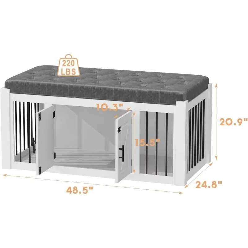 Мебель для ящика для больших собак, скамейка для конец кровати с подушкой, ящик для собак в стиле домашней мебели, белый