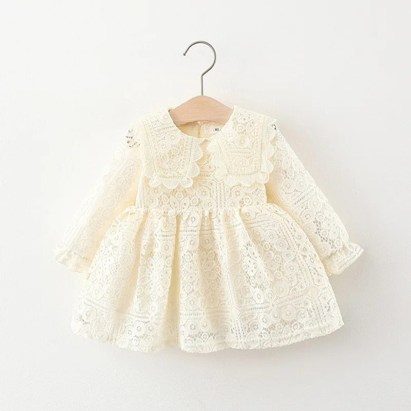 6 12 24 36 Months Baby Girls Dress Spring Long Sleeve European American Style Elegant Princess Lace Dress Birthday Party Clothes