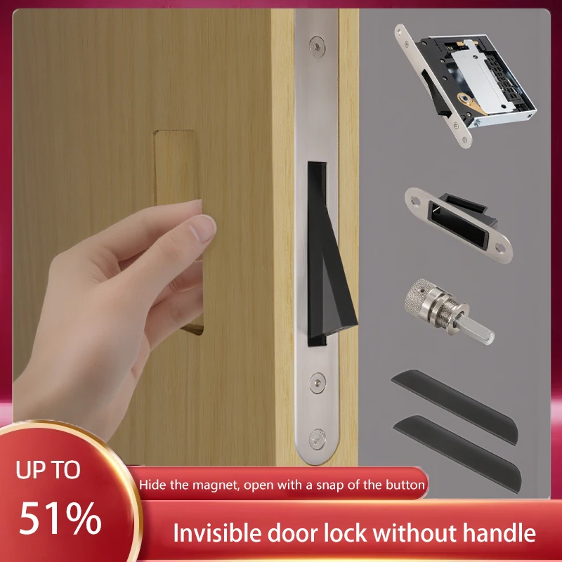 

Invisible Door Lock Bedroom Hidden Door Invisible Double-Sided Lock Wooden Door Handleless Silent Magnetic Invisible Lock