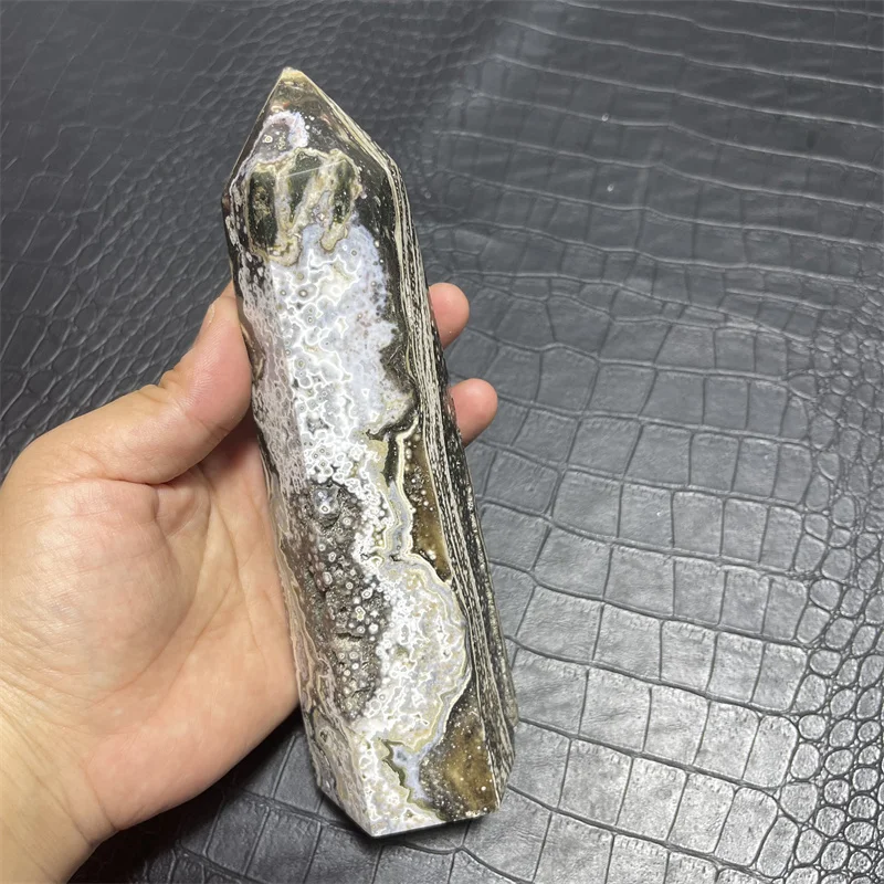 705g Natural Pretty Ocean Jasper Stones Tower Wand Point Energy Meditation Spiritual Healing Feng Shui Crystals Room Decortion