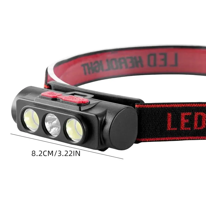 LED Strong Light Long-distance Sensing USB Charging Portable Head Mounted Light Outdoor Night Running Light Night Fishing Light